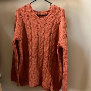 Women's Cable Knit Sweater - Rust
